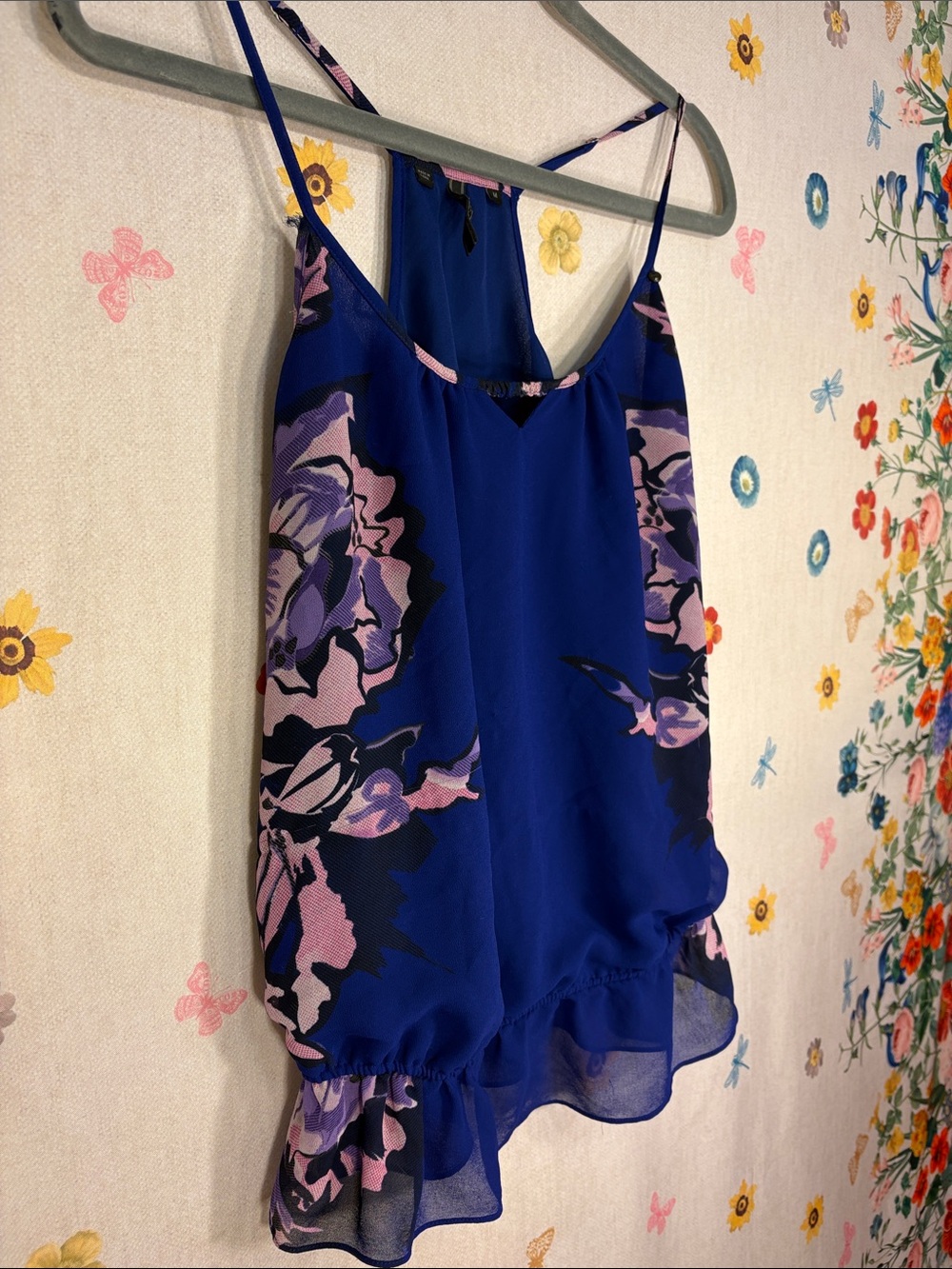 Guess - Royal Blue Floral Print Spaghetti Strap Camisole - Picture 3 of 9